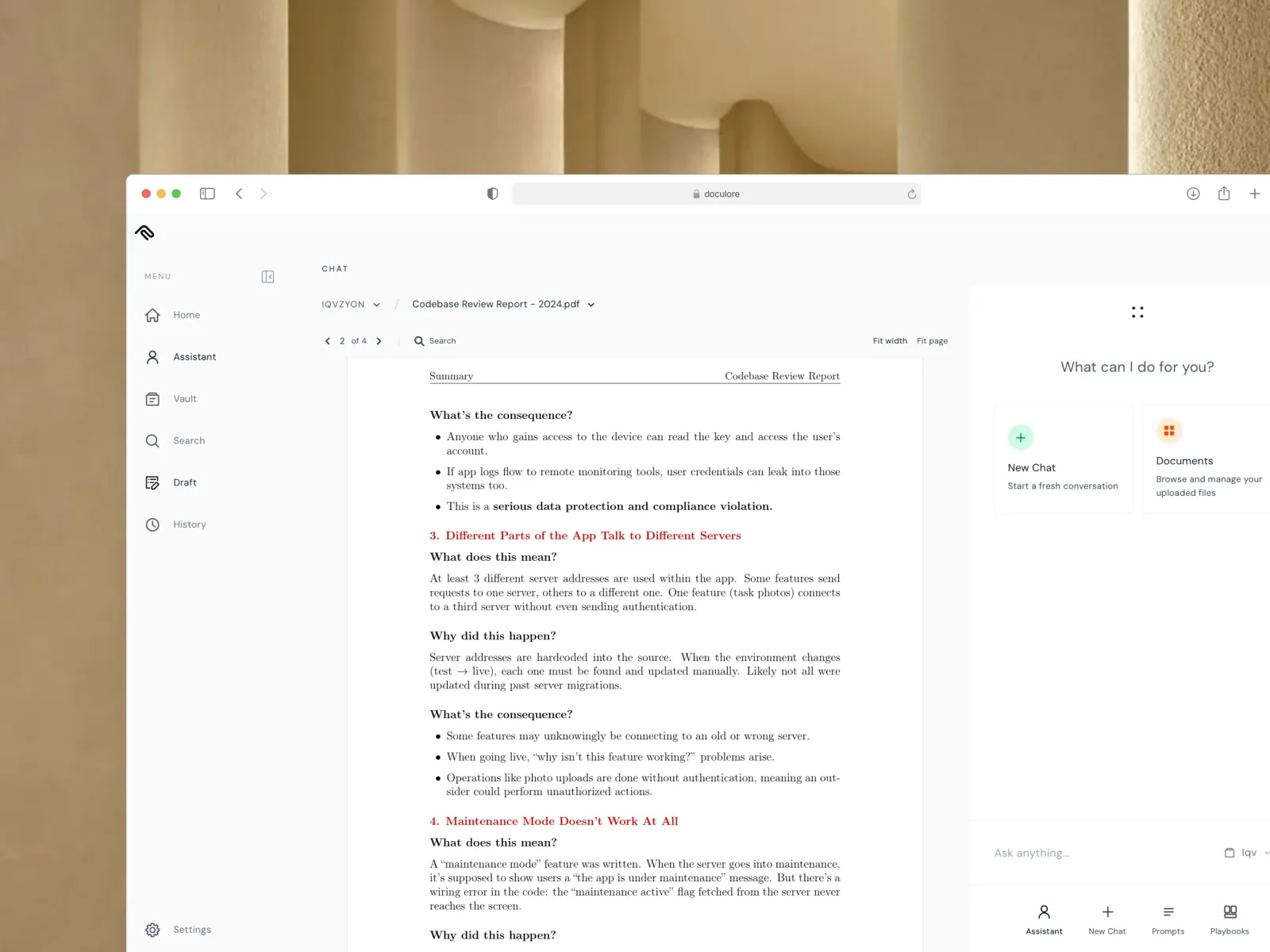 Doculore desktop application interface
