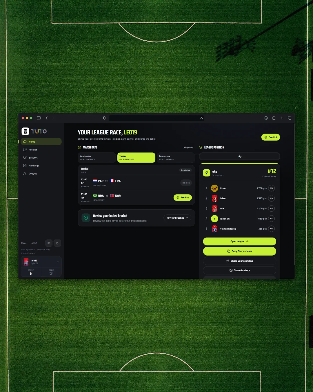 Tuto private league card