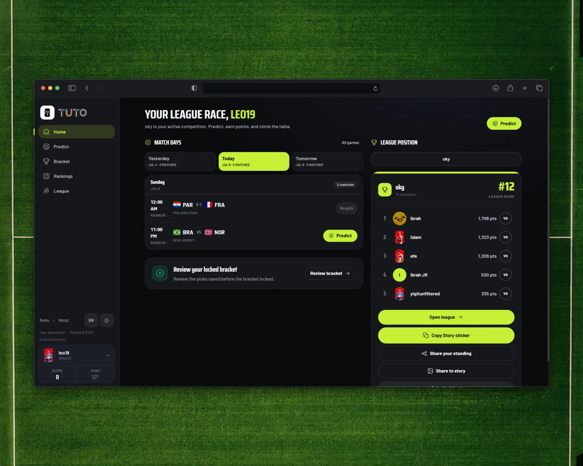 Tuto desktop private league dashboard and rankings