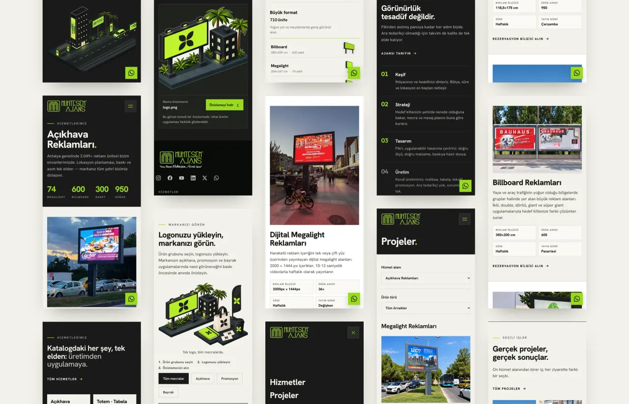 The site’s mobile screens